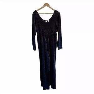 Vintage 90’s Victoria’s Secret Black Velour Jumpsuit Scoop Neck High Waist